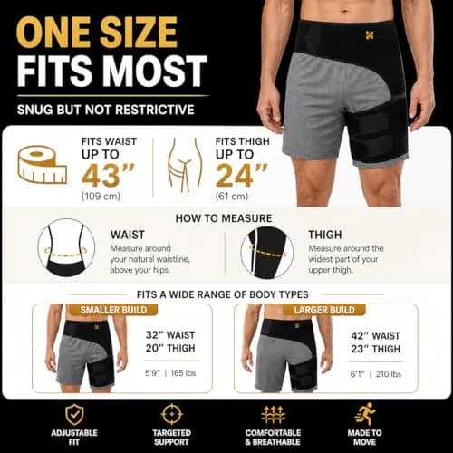 CopperJoint Hip Brace for Women and Men | Groin & Thigh Support, Adjustable, Copper-Infused, One Size thumbnail 4