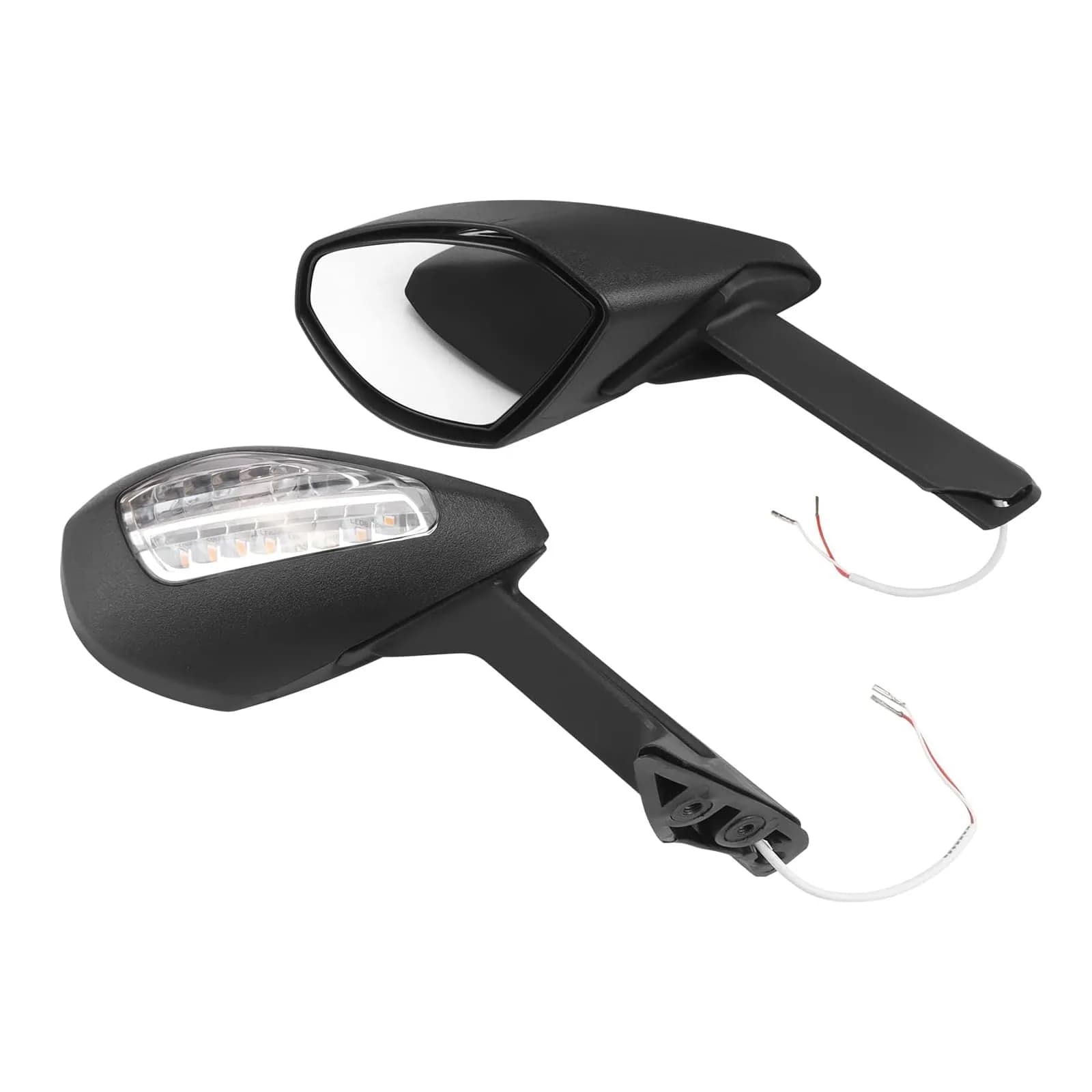 Worldmotop Motorcycle Rearview Mirrors Pair | Black ABS High Impact Shell & Acrylic Glass Lens - main product image