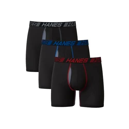 Hanes Men’s Total Support Pouch Boxer Briefs, X-temp Cooling, Anti-chafing, Moisture-wicking, Black, X-Large US thumbnail 1