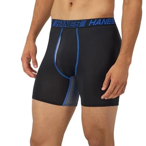 Hanes Men’s Total Support Pouch Boxer Briefs, X-temp Cooling, Anti-chafing, Moisture-wicking, Black, Large thumbnail 3