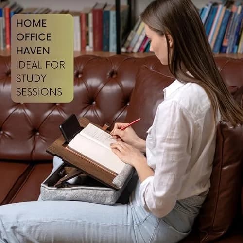 Vigo Wood Lap Desk for Laptop - Adjustable Wooden Lap Tray with Cushion, Portable Bed & Couch Stand, Ergonomic Lap Desk for Work & Study thumbnail 5