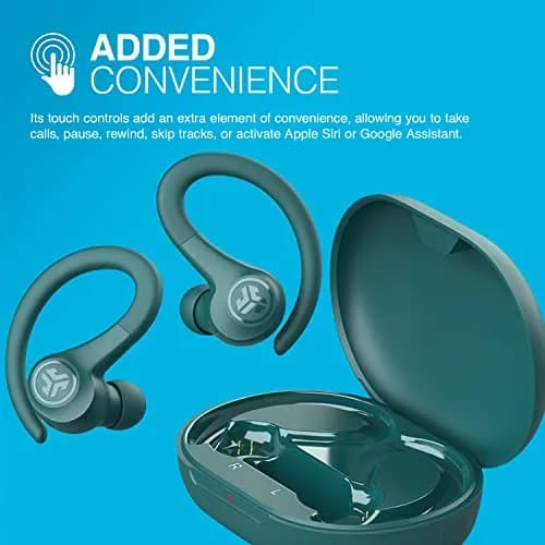 JLab Go Air Sport Wireless Earbuds Teal | 32+ Hour Bluetooth Playtime, Secure Earhook Fit, IP55 Sweatproof thumbnail 4