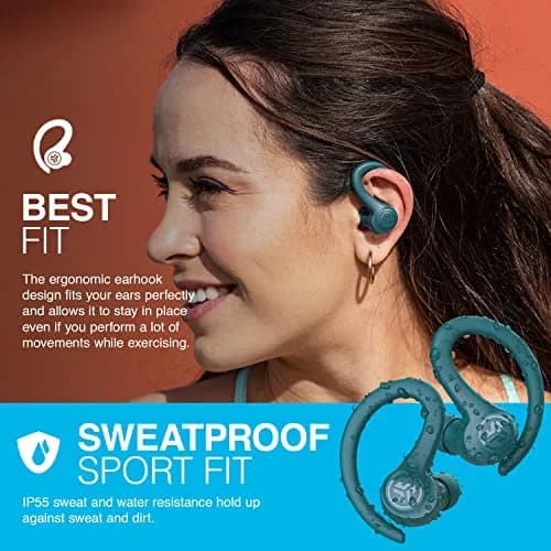 JLab Go Air Sport Wireless Earbuds Teal | 32+ Hour Bluetooth Playtime, Secure Earhook Fit, IP55 Sweatproof thumbnail 6