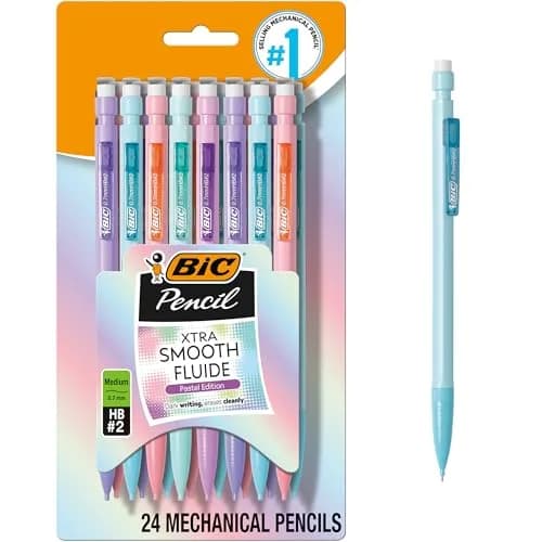 BIC Xtra-Smooth Pastel Mechanical Pencils, Medium Point, 0.7mm, 24-Count Pack | Smooth Writing for Students & Office thumbnail 1