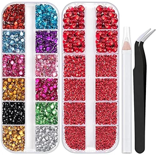 BELLEBOOST Flatback Rhinestones 4520 Pcs Colorful Nail Art Rhinestones with Picker & Tweezer | Multi-Size & Colorful thumbnail 1