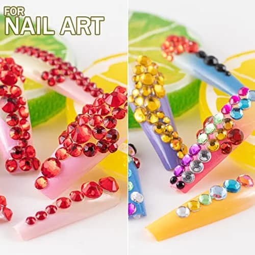 BELLEBOOST Flatback Rhinestones 4520 Pcs Colorful Nail Art Rhinestones with Picker & Tweezer | Multi-Size & Colorful thumbnail 5