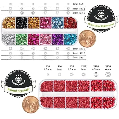 BELLEBOOST Flatback Rhinestones 4520 Pcs Colorful Nail Art Rhinestones with Picker & Tweezer | Multi-Size & Colorful thumbnail 4
