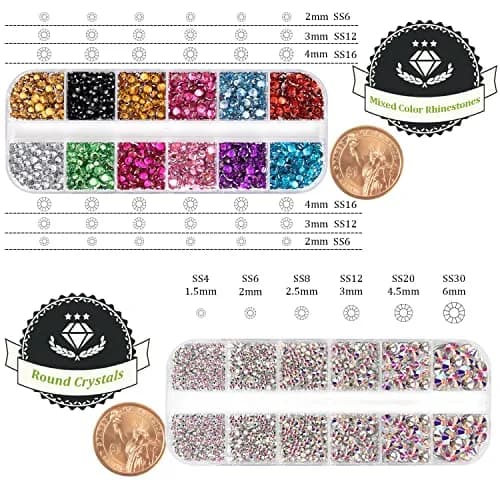 BELLEBOOST 4520 Pcs Nail Art Rhinestones & Gems Set with Tools | Flatback Crystal & AB Assortment thumbnail 4
