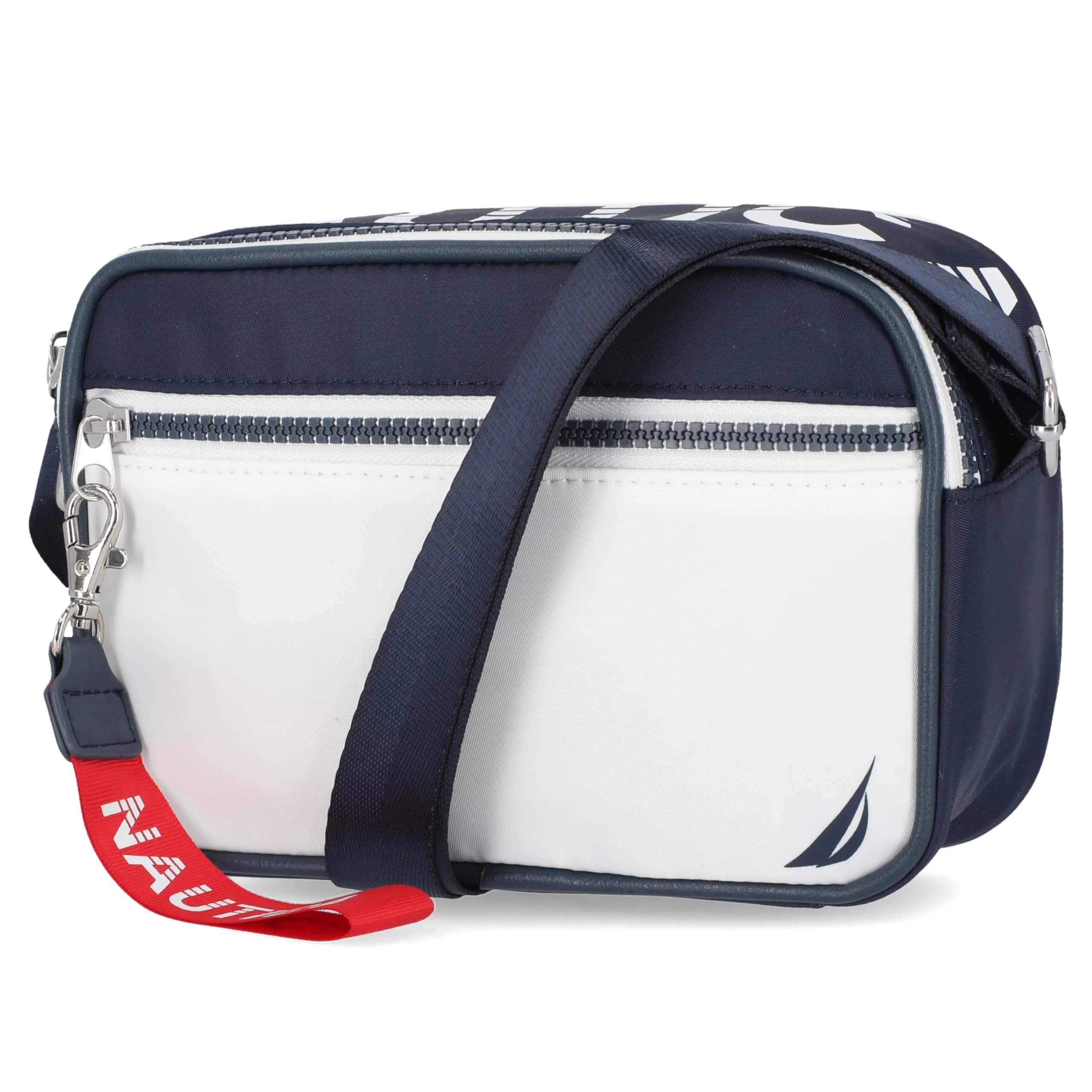 Nautica High Seas Camera Crossbody Bag Bilateral Red | Lightweight & Stylish Travel Purse — Indigo/White