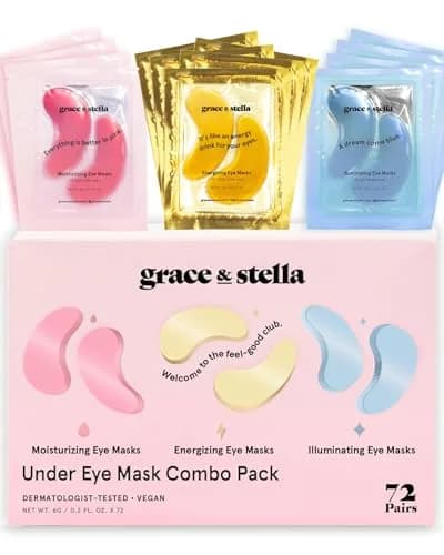 grace & stella Under Eye Mask 72 Pairs (Gold, Pink, & Blue) | Reduces Dark Circles, Puffiness, Wrinkles thumbnail 1