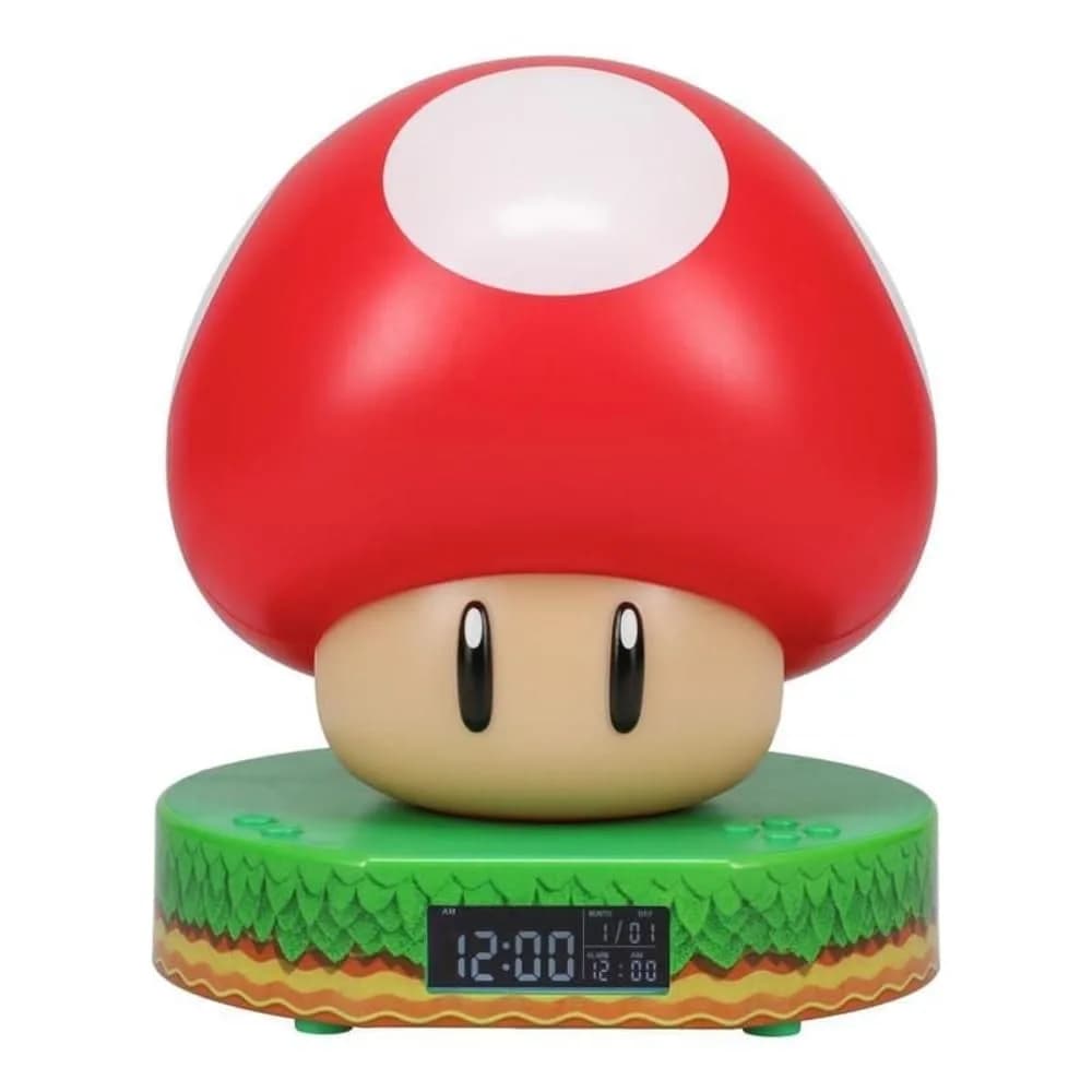 Paladone Super Mario Bros Mushroom Digital Alarm Clock with Night Light & Sounds, 13.7 cm - main product image