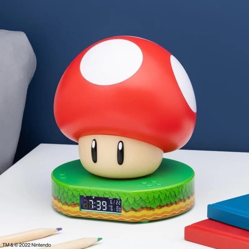 Paladone Super Mario Bros Mushroom Digital Alarm Clock with Night Light & Sounds, 13.7 cm thumbnail 2