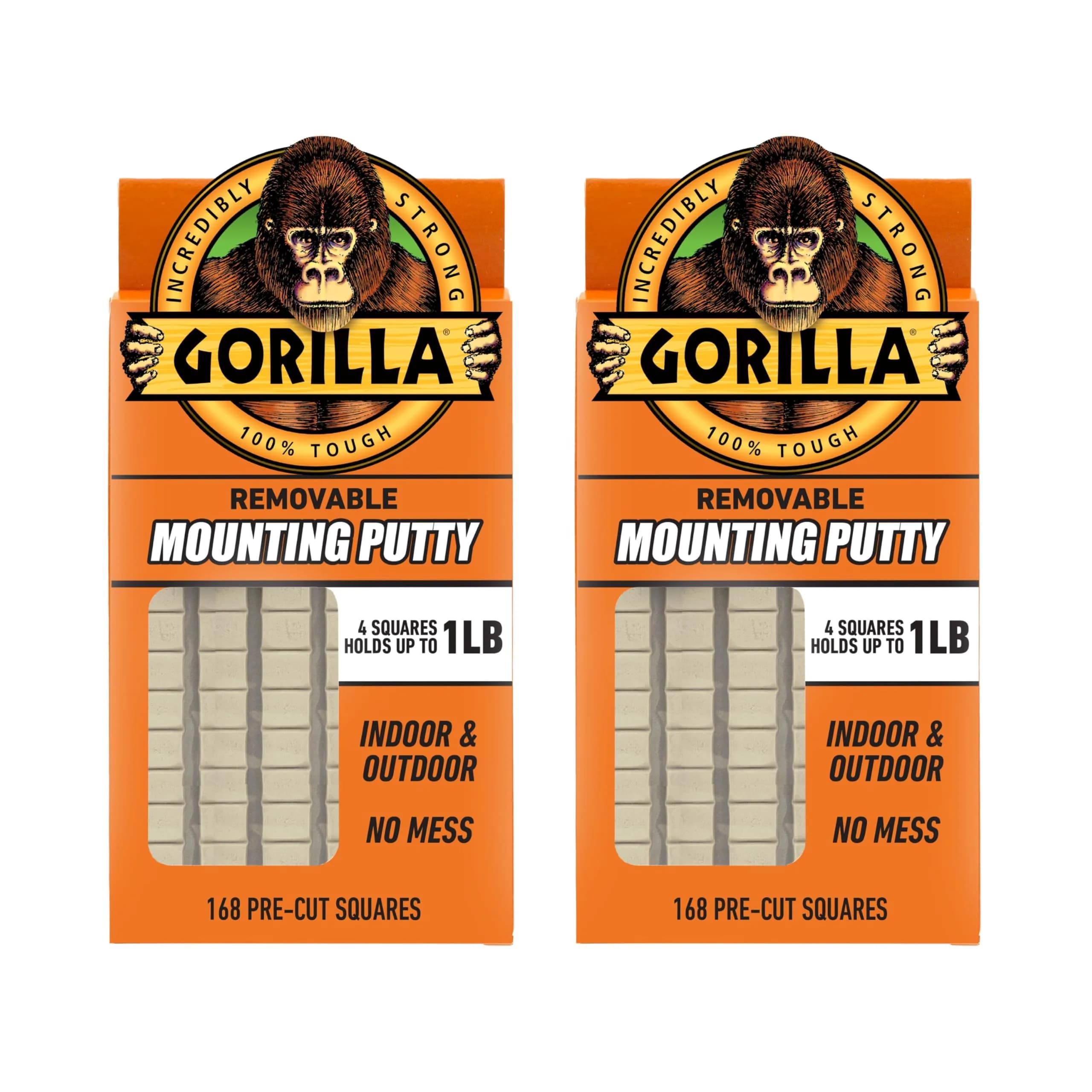 Gorilla Mounting Putty Natural Tan 2-Pack | Holds 2 lbs. Removable Adhesive