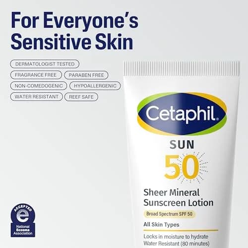Cetaphil Sheer Mineral Sunscreen Lotion SPF 50 89ml (3 Fl Oz) | Dermatologist Recommended for Sensitive Skin thumbnail 6