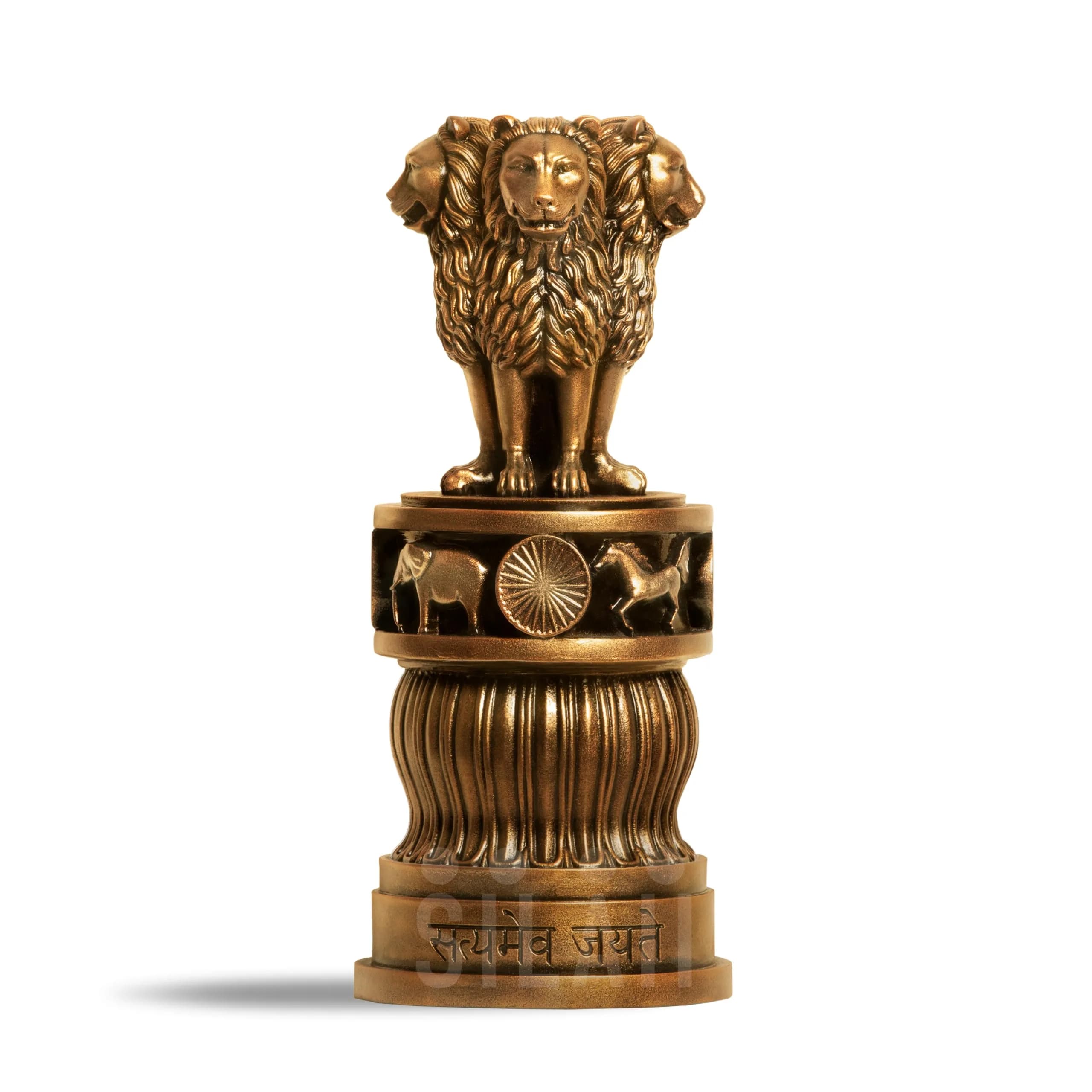 SILAII Ashoka Pillar Sculpture - Antique Bronze & Gold - 5" (Antique Bronze) | Religious Home Decor Accent - main product image