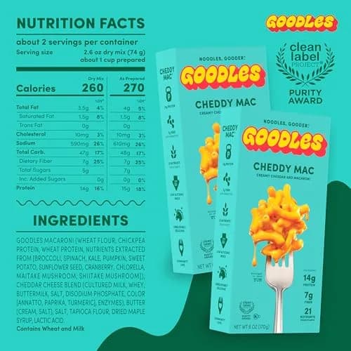 GOODLES Mac & Cheese Cheddar 6oz (170g) | 14g Protein Per Serving thumbnail 2