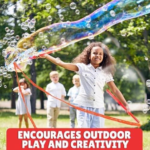 Atlasonix Giant Bubble Wand Set with 2 Gallons Bubble Solution Powder | Non-Toxic & Easy to Use for Kids Ages 3+ thumbnail 5