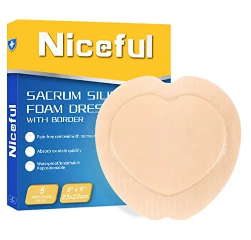 Niceful Sacral Silicone Foam Dressing 9"x9" (22.86cm x 22.86cm) 5 PCS | Moist Healing for Bed Sores thumbnail 1