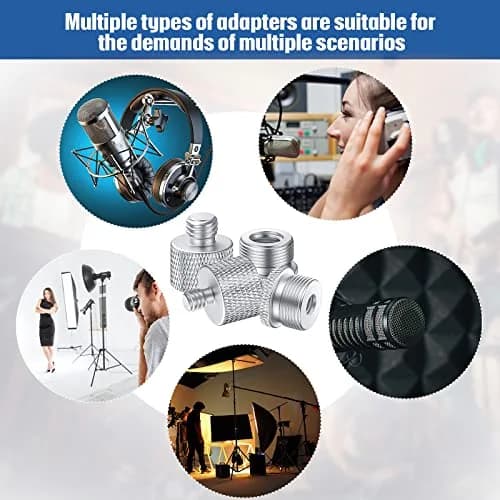 Moxweyeni 8 Pcs Mic Stand Adapter Set | 5/8" to 3/8" & 1/4" Thread Converters thumbnail 5