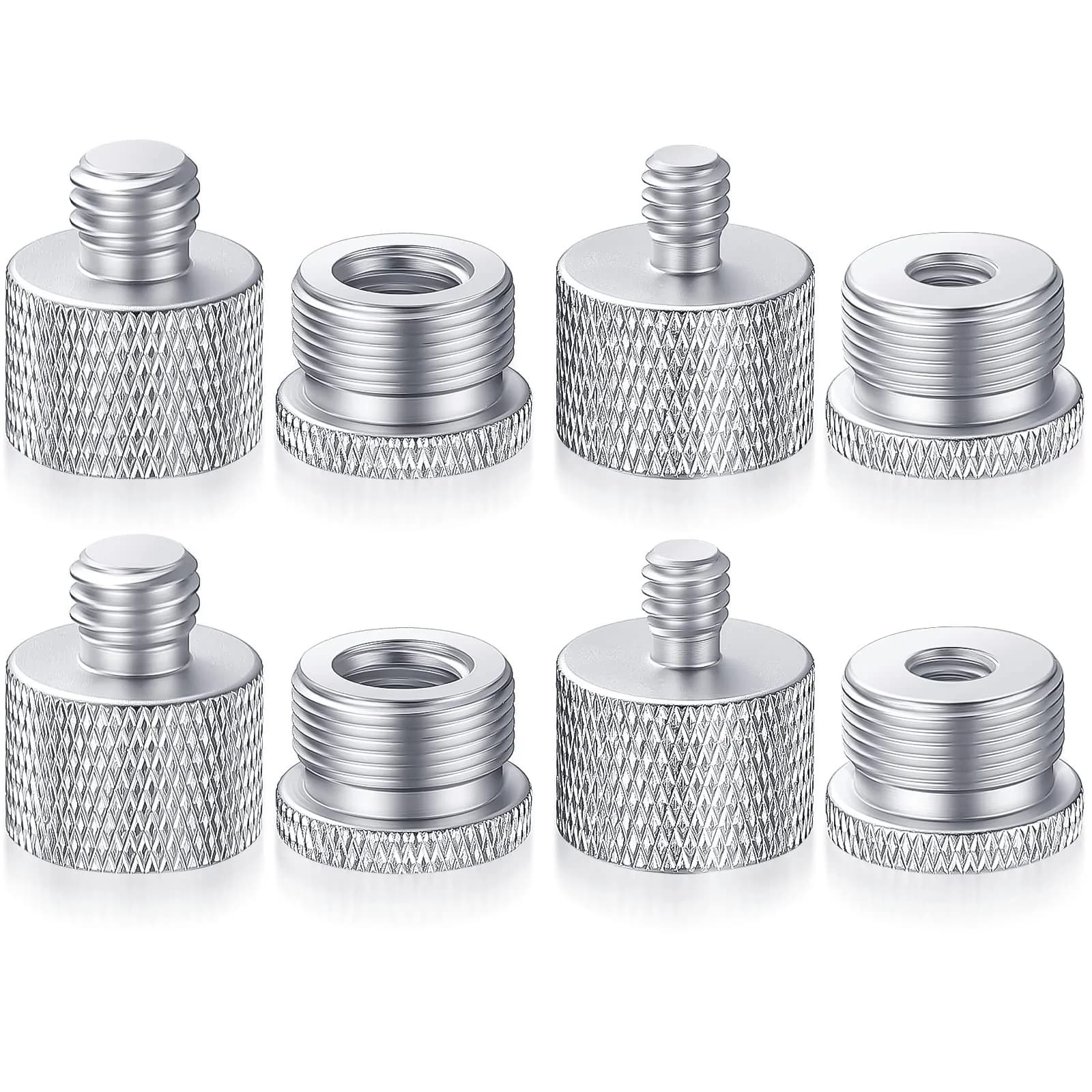 Moxweyeni 8 Pcs Mic Stand Adapter Set | 5/8" to 3/8" & 1/4" Thread Converters