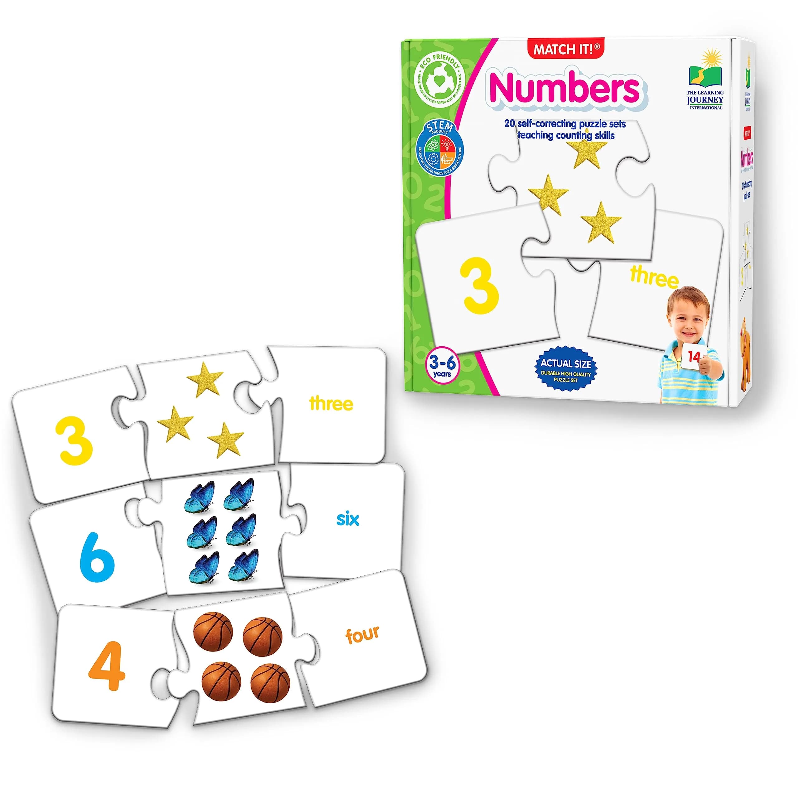 The Learning Journey Match It! Numbers Self-Correcting Counting Puzzles 60 Pieces | Educational Toy for Ages 3+