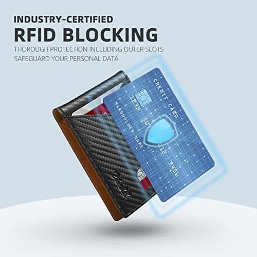 Zitahli Slim RFID Leather Bifold Wallet for Men, Carbon Black & Orange | 11.2 cm (4.4 in) x 8 cm (3.1 in) x 1.3 cm (0.5 in) thumbnail 4