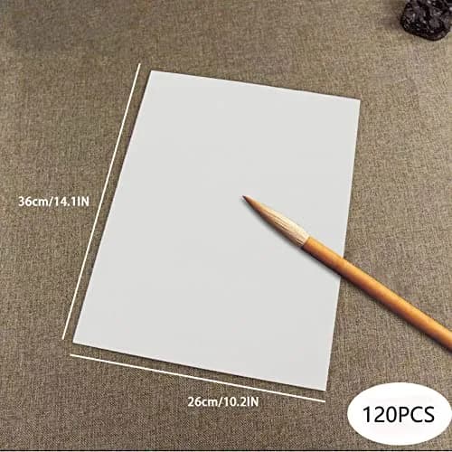 Huakaile White Xuan Paper Raw 35.5cm x 26cm (14 x 10.2 inches) | 90 Sheets for Calligraphy & Watercolor Practice thumbnail 4
