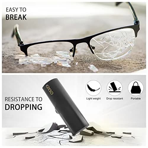 EZESO ESSENTIAL SKINCARE Hard Eyeglass Case for Men & Women, Aluminum Alloy with Suede Lining, Black (2-Pack, Small) thumbnail 5