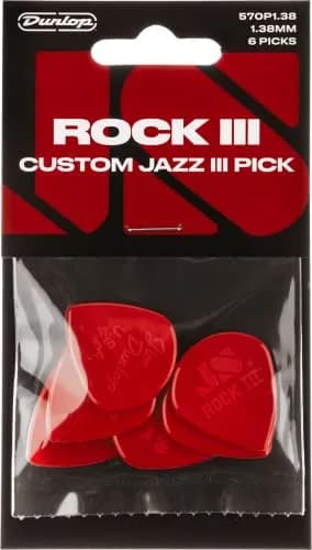 Jim Dunlop Rock III Nylon Custom Jazz III Guitar Picks 0.73mm (6-Pack) | Play Fast, Clear Notes thumbnail 1