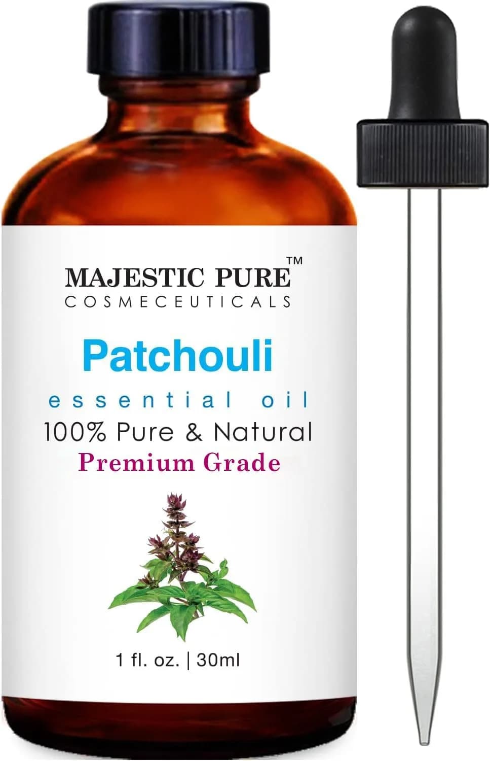 Majestic Pure Patchouli Essential Oil with Glass Dropper, 30ml (1 Fl Oz) | Pure & Natural Aromatherapy Oil
