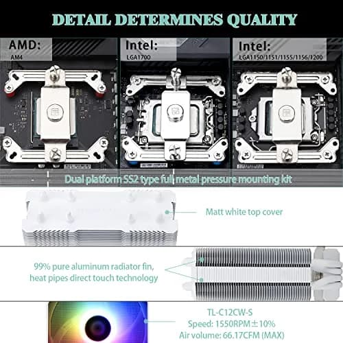 Thermalright AssassinX120 SE ARGB White CPU Air Cooler 120mm (4.72 inches) | Compatible with Intel LGA1700/1851 & AMD AM4/AM5 thumbnail 3