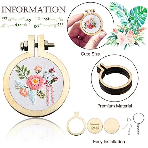 ZOCONE 40 Pack Mini Embroidery Hoops Set | DIY Pendant Keychain Crafting thumbnail 4