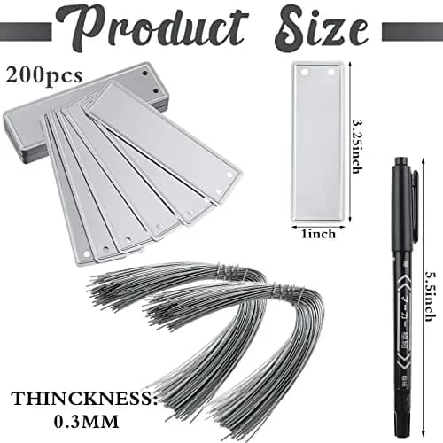 Ioffersuper Aluminum Plant Tags with Metal Wires - 200 Pack, 1 x 3.25 Inch | Waterproof Outdoor Garden Markers thumbnail 3