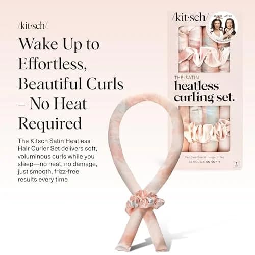 Kitsch Satin Heatless Curls Overnight Set - Sunset Tie Dye | 34" Rod & 2 Satin Scrunchies thumbnail 2