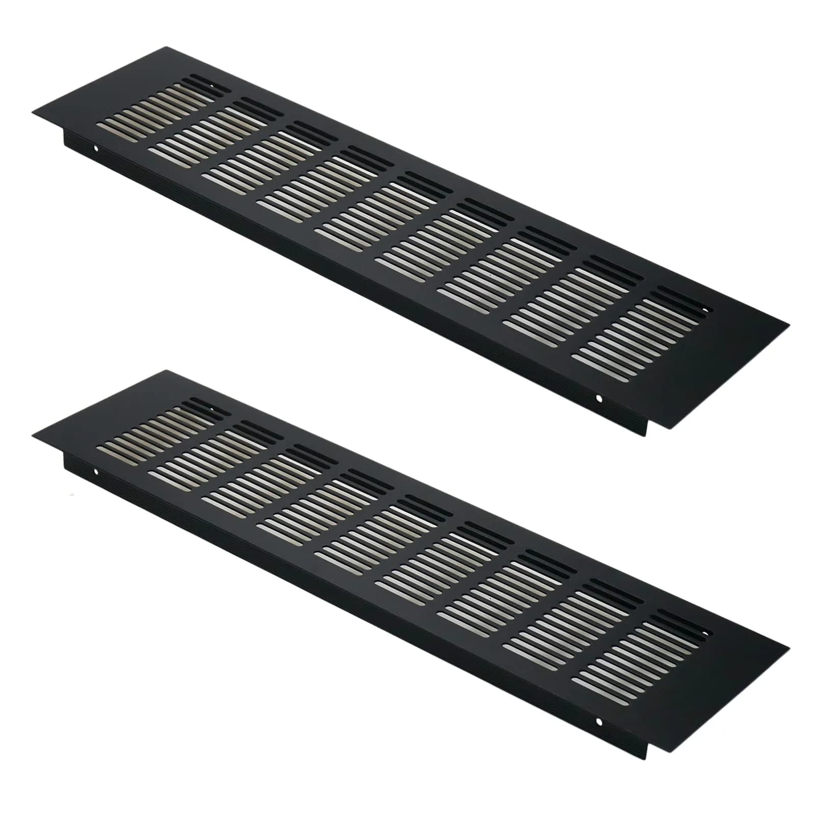 Geesatis White Air Vent Covers 2Pcs Fits 10.55'' x 2.48'' Duct Openings | Rust-Proof Aluminum for HVAC — Black