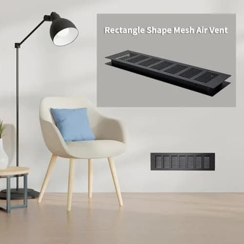 Geesatis Black Air Vent Covers 400 x 100 mm (15.7 x 4 Inch) | Rust-Proof Aluminum Alloy for Cabinets & Closets thumbnail 5