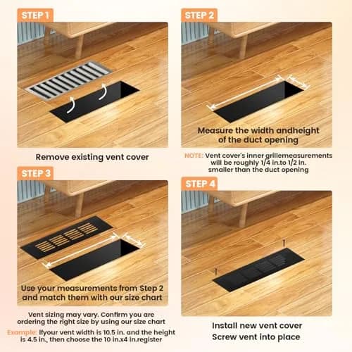 Geesatis Black Air Vent Covers for HVAC Duct Openings | Rust-Proof Aluminum, 12.5'' x 3.45" | 2 Pack thumbnail 4