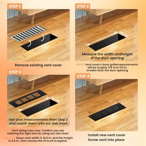 Geesatis White Air Vent Covers 2Pcs Fits 10.55'' x 2.48'' Duct Openings | Rust-Proof Aluminum for HVAC thumbnail 4
