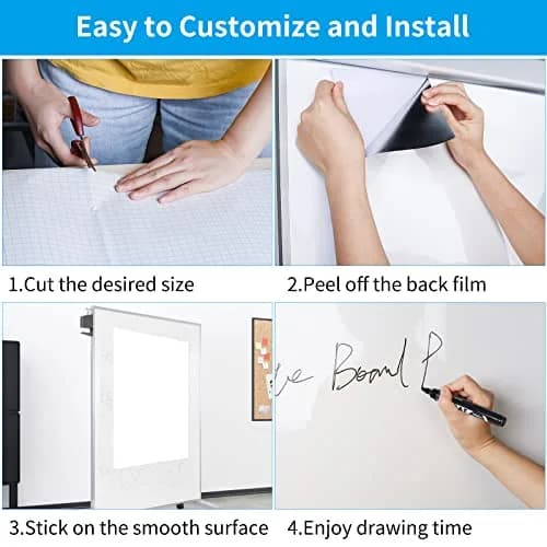 AFMAT Whiteboard Sticker 17.3" x 36" | Stain-Proof Peel & Stick White Board for Wall thumbnail 4
