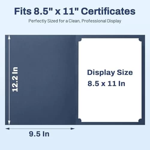 SUNEE Navy Blue Certificate Holders with Gold Foil Border, 50 Packs, Letter Size 8.5x11 Inches | Diploma Covers for Awards and Documents thumbnail 5