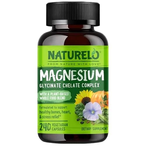 NATURELO Magnesium Glycinate Chelate Complex 200 mg 240 Count | Supports Sleep, Calm, Muscle Cramp & Stress Relief thumbnail 1