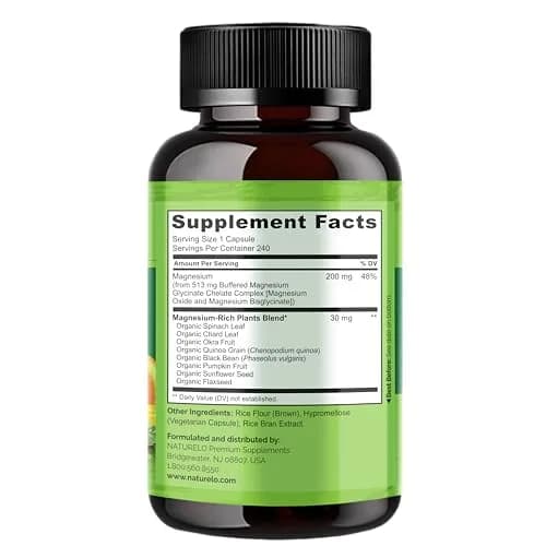 NATURELO Magnesium Glycinate Chelate Complex 200 mg 240 Count | Supports Sleep, Calm, Muscle Cramp & Stress Relief thumbnail 6
