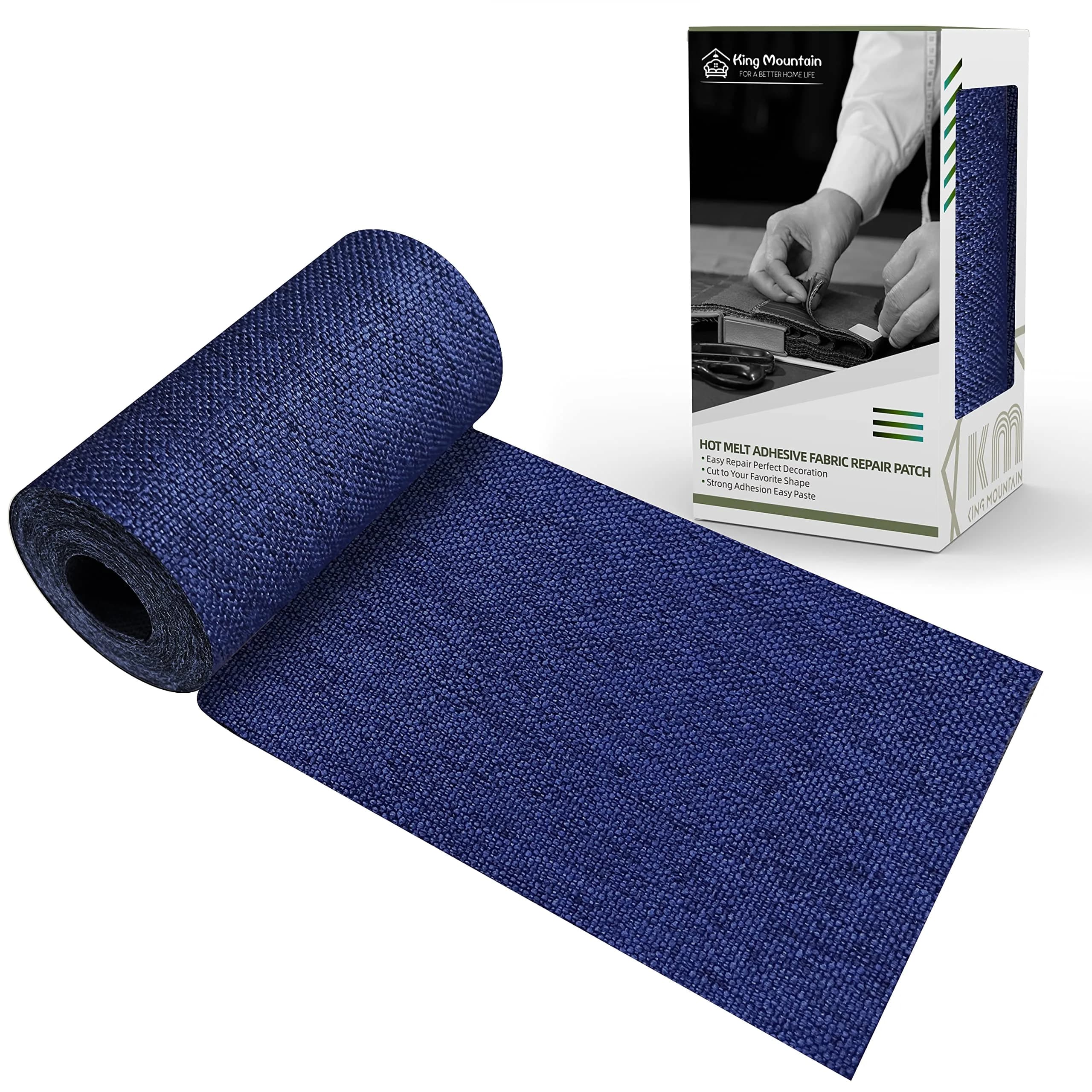 KING MOUNTAIN Premium Linen Fabric Iron-On Repair Patch 8.9cm x 152cm (3"x60") | Durable & Washable for Garment Repair