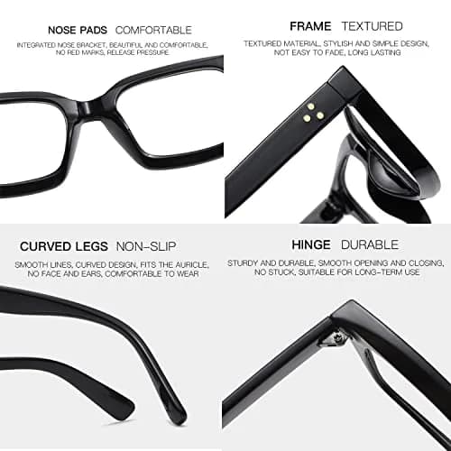 EYLRIM Classic Thick Square Frame Clear Lens Glasses for Women Men Non Prescription Eyeglasses(A6 Tortoise) | 50mm (1.97in) Lens Width thumbnail 6