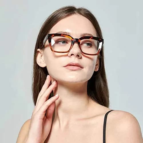 EYLRIM Classic Thick Square Frame Clear Lens Glasses for Women Men Non Prescription Eyeglasses(A6 Tortoise) | 50mm (1.97in) Lens Width thumbnail 2