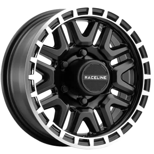 Raceline Aluminum Trailer Wheel 16X6 Black Finish | 6 Bolt, 8 Spoke, Utility, Boat Trailer thumbnail 1
