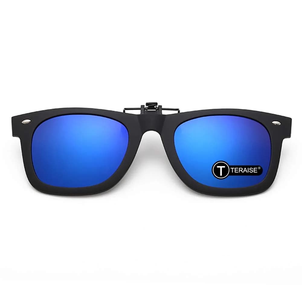 TERAISE Polarized Clip on Sunglasses with Flip Up Function Suitable Driving | HD UV400 Protection — Blue 62*42mm