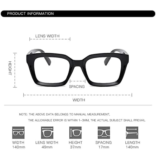 EYLRIM Classic Thick Square Frame Glasses for Women Men Non Prescription 50mm Lens | Lightweight & Stylish thumbnail 6