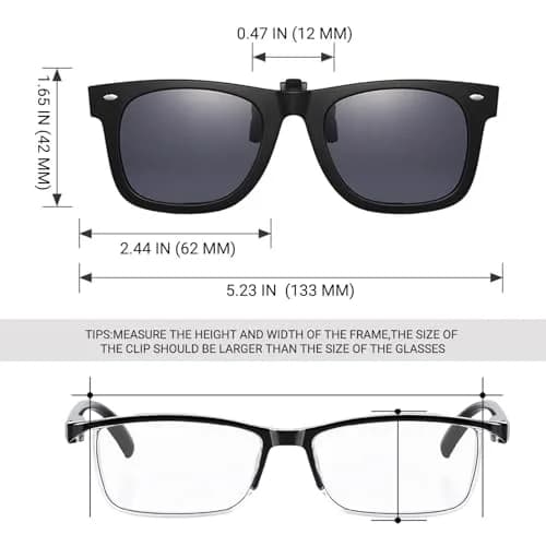 TERAISE Polarized Clip on Sunglasses with Flip Up Function Suitable Driving | UV400 Protection, Polarized Lenses, Fits Myopic Glasses thumbnail 6