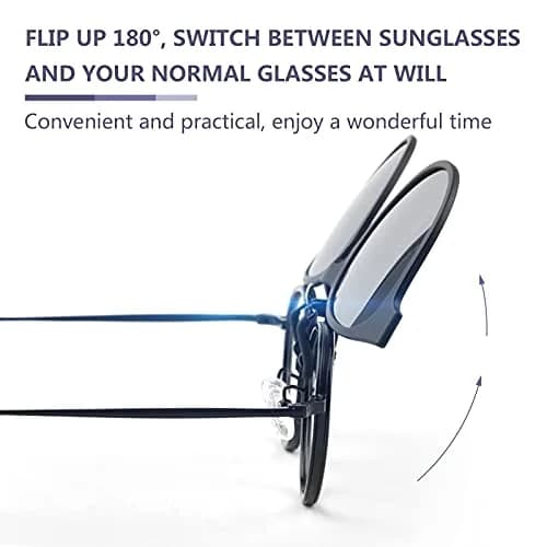 TERAISE Polarized Clip on Sunglasses with Flip Up Function Suitable Driving | UV400 Protection, Polarized Lenses, Fits Myopic Glasses thumbnail 3